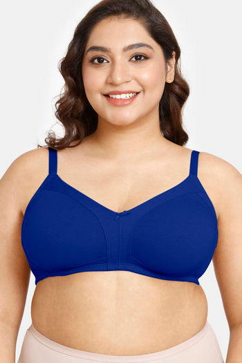 Buy Rosaline Everyday Double Layered Non Wired 3/4th Coverage Super Support Bra - Blue Depth2